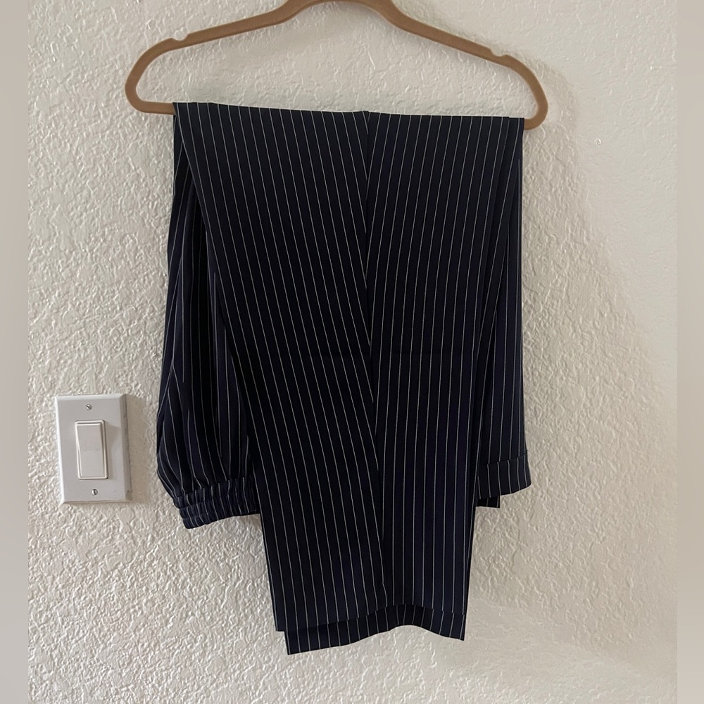 Women’s Pants, Eloquii, Dress Pants, Striped Black, Elastic Back, Size 16